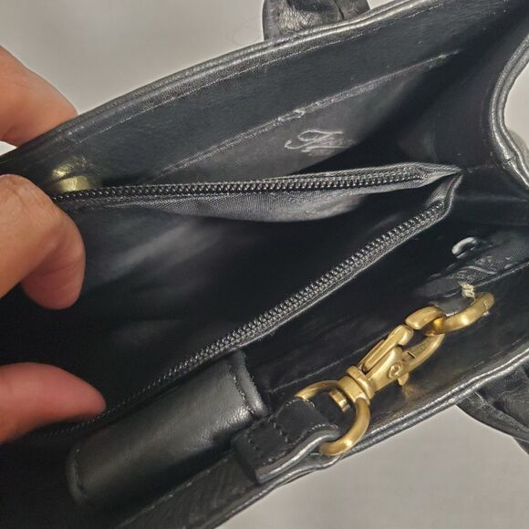 Vintage Fossil Black Genuine Leather Handbag Tote with Authenticity Card‎ #75082 - Picture 13 of 16